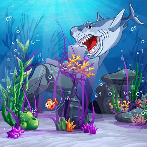 Cartoon underwater world beautiful vector 08  