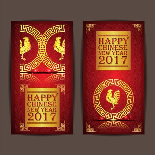 Chinese new year 2017 vertical cards vector 06  