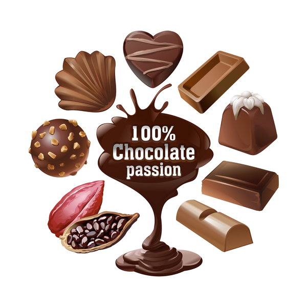 Chocolate illustratin set vector  