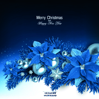 Christmas blue pearl flower vector background  