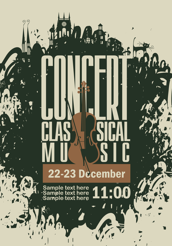 Classical music retro concert poster template 05  