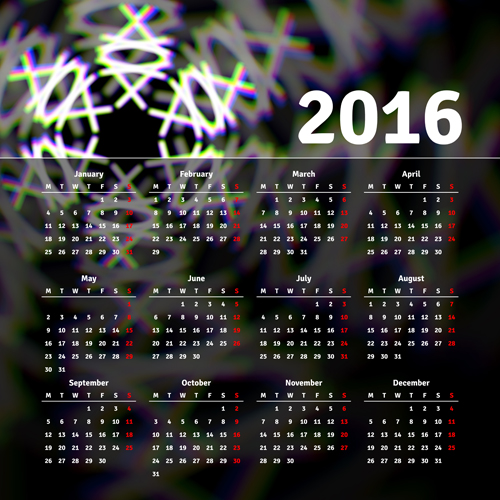 Company gird calendar 2016 set vectors 03  