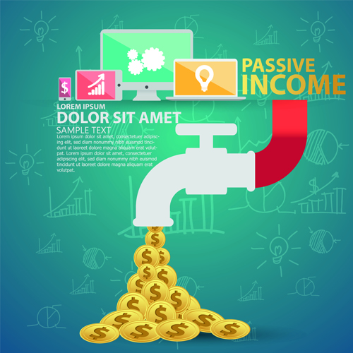 Creative passive income money background vector 02  