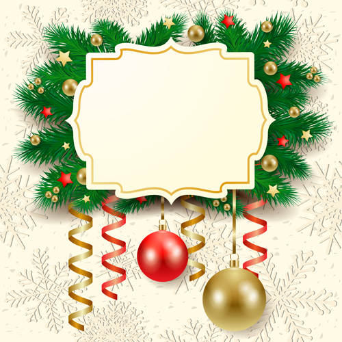 Cute Christmas cards with frame vector set 03  