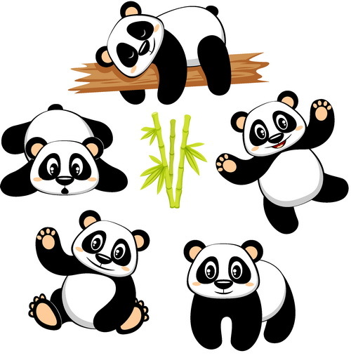 Vecteur de panda de dessin animé mignon  