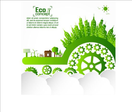 Eco infographic with gearwheel vector material 03  