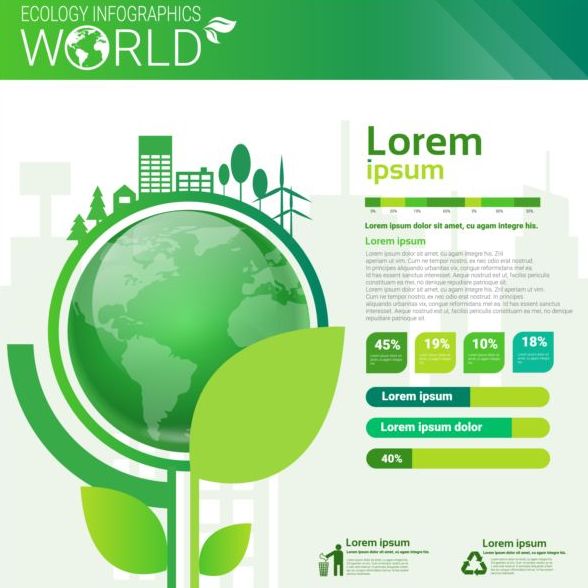 Ökologie-Welt-Infografiken gestalten Vektor 06  