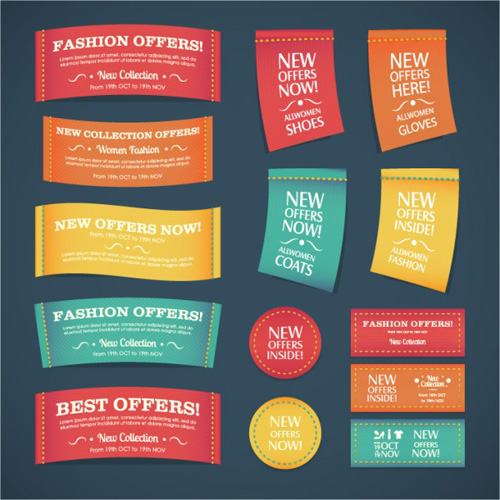 Fabric promotions Label vector set  