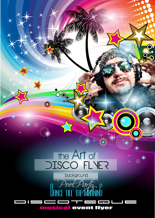 Fashion club disco party flyer template vector 05  