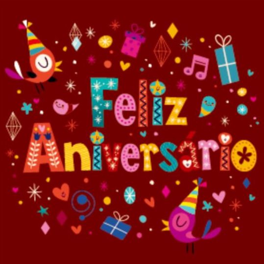 Feliz Aniversario portugisiska Grattis på födelsedagen Gratulations kort vektor  