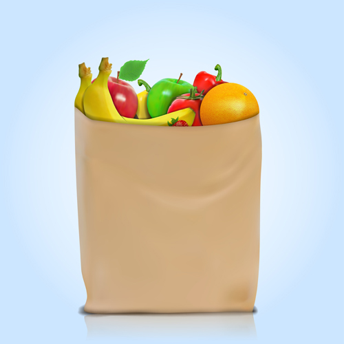 Grocery bag with food design vector 06  