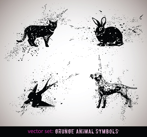 Vector Grungy Animals Symbols set 02  