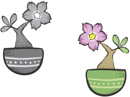 Hand drawn flowers in pot vector material 04  