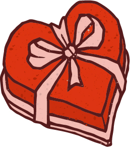 Hand drawn heart box with bow vector  