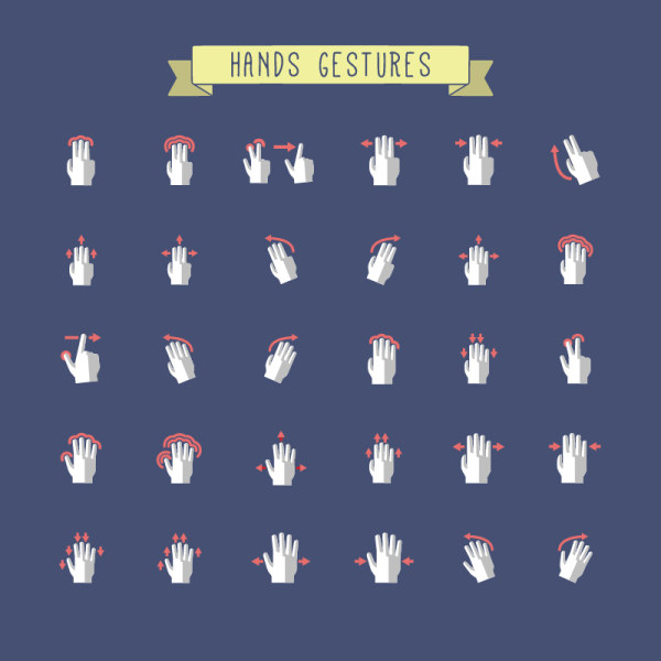Hands gestures design vector material 03  
