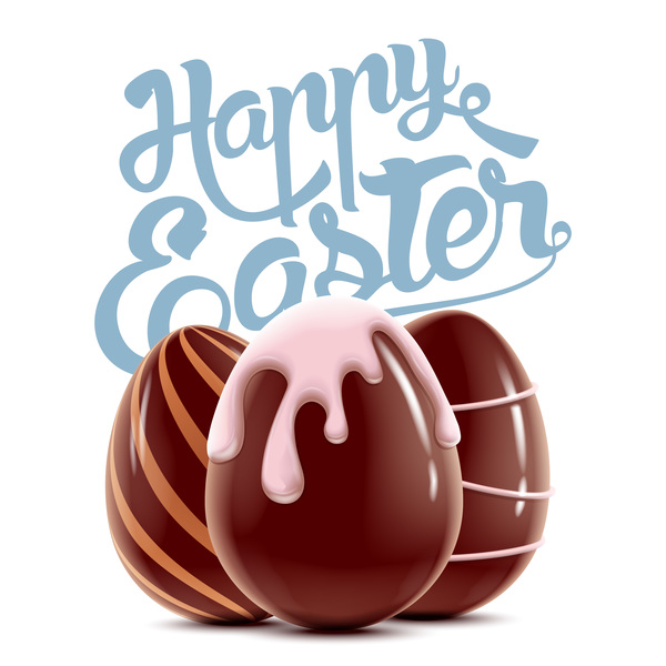 Fond de Pâques heureux avec vecteur de œufs en chocolat 03  