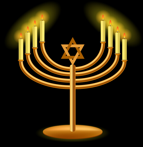 Happy hanukkah background with candle vecotr 07  