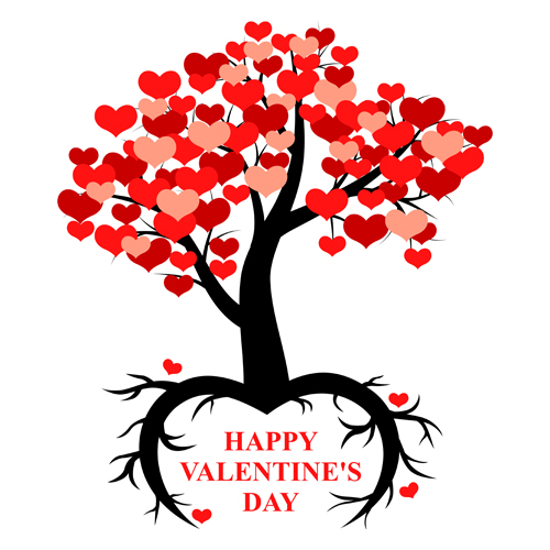 Hearts tree with valentines day vector  