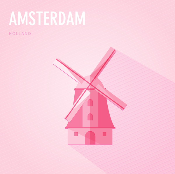 Holland amsterdam monuments vector  
