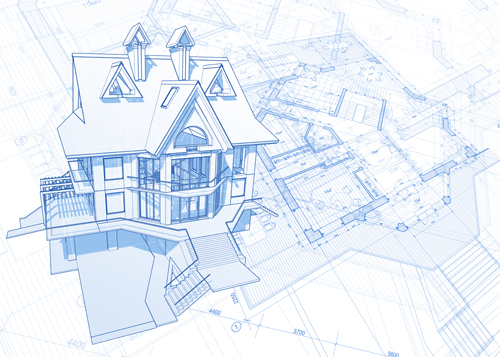 House architecture blueprint vector set 05  