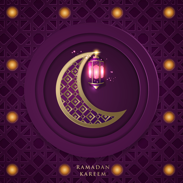 Islamische ramadhan purpurrote Hintergründe vectors 03  