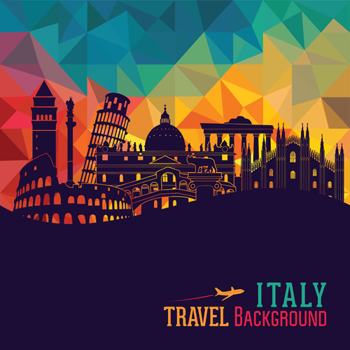 Italy travel background art vector 04  