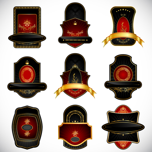 Luxury royal badge design vector set 01  