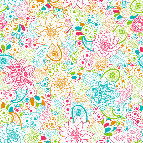 Outline floral seamless pattern vector  