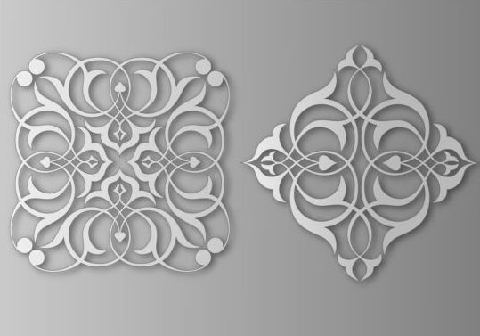 Paper cut floral ornaments vector 02  