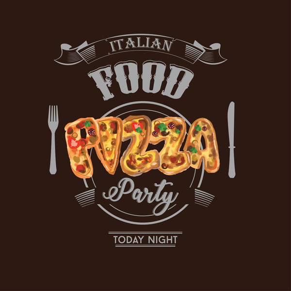 Modèle de vecteur d'affiche de pizza party  