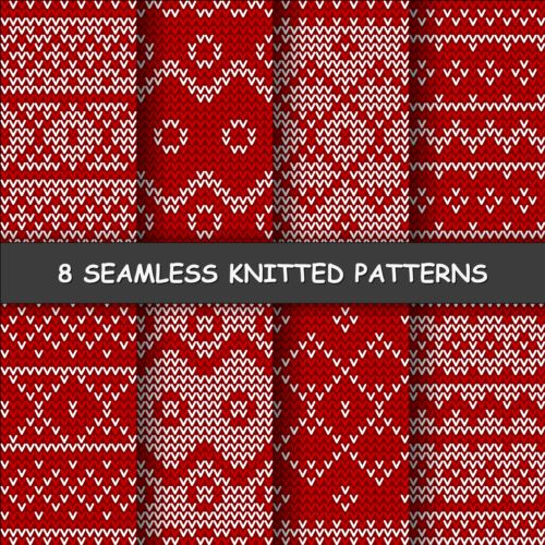 Red and white knitted pattern seamless vector 08  