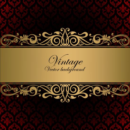 Red decor with vintage background vector  