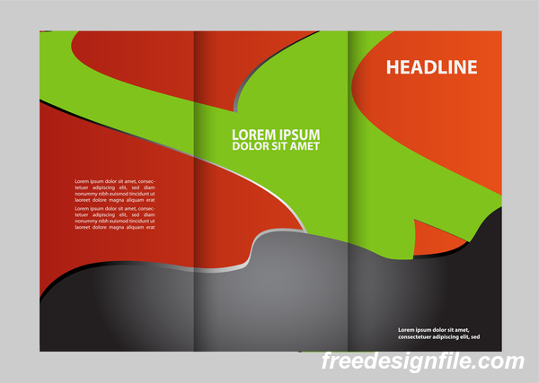 Red with black and green cover for flyer with brochure vector 06  