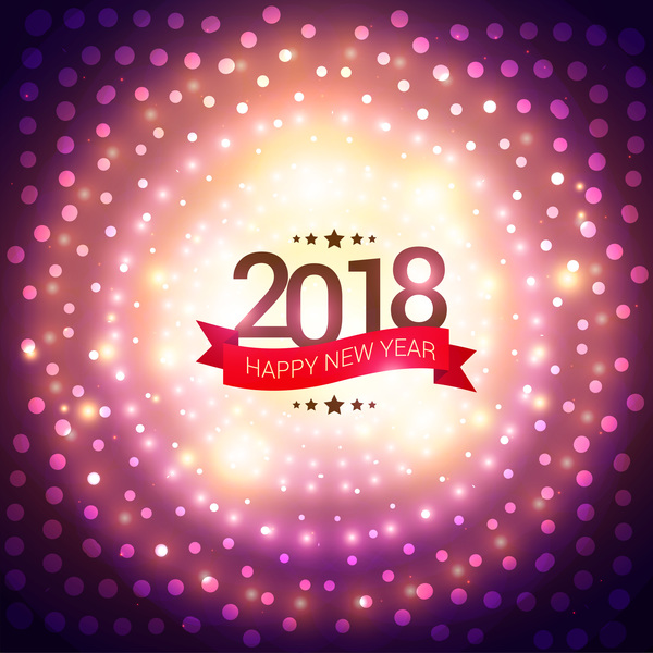 2018年の新しい年のベクトルの背景とリボンのバナー  