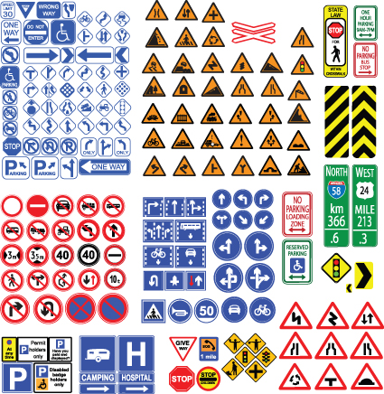 Different Road signs design vector 04  