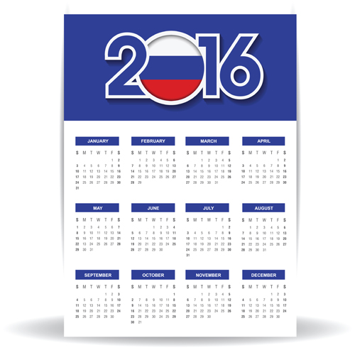 Russian 2016 grid calendar vector material 06  