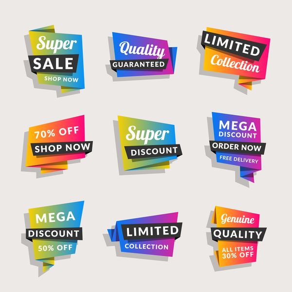 Verkauf-Origami-Banner mit shopping Tags Vektor-08  
