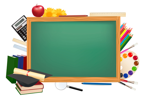 Set of Back to School elements background vector 03  