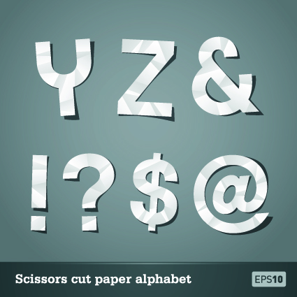 Vector Scissors cut paper alphabet art 04  