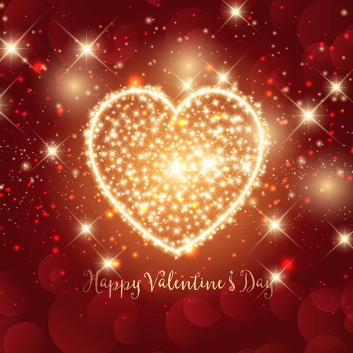 Sparkle Herz Valentinstag Hintergrund Vektor  
