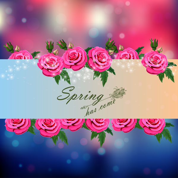 美しい花と春 postcars ベクトル 07  