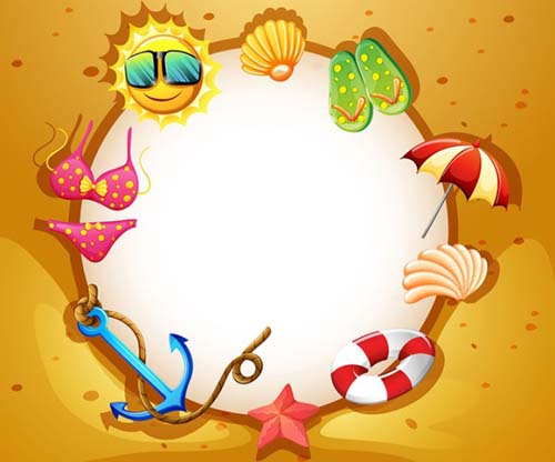 Summer holiday beach frame vector  