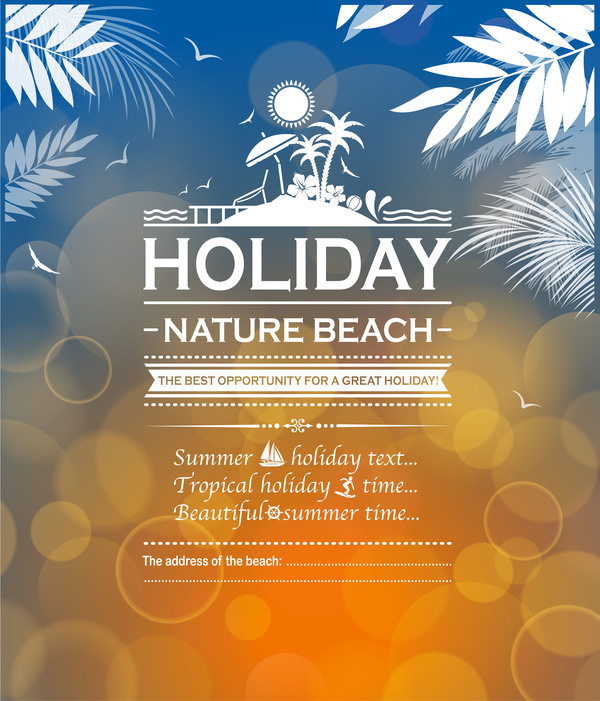 Sommerurlaub am Strand Poster-Vektor-Design 05  