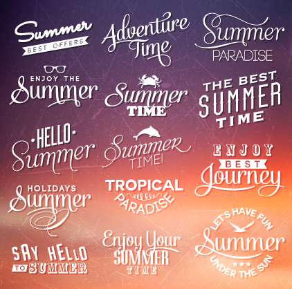 Summer holiday logos with labels vector 02  