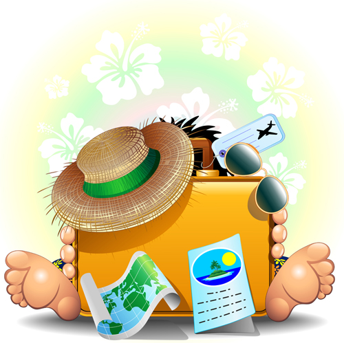Summer travel with holiday background art vector 03  