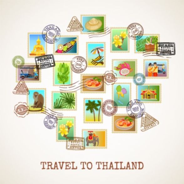 タイ旅行のベクター素材  