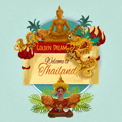 Travel thailand design background vector  