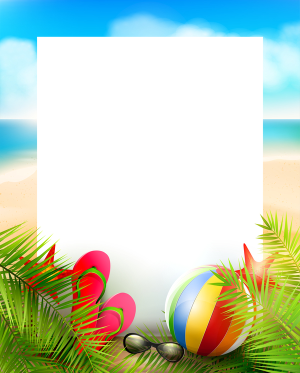 Tropical paradise travel with paper background vector 07  