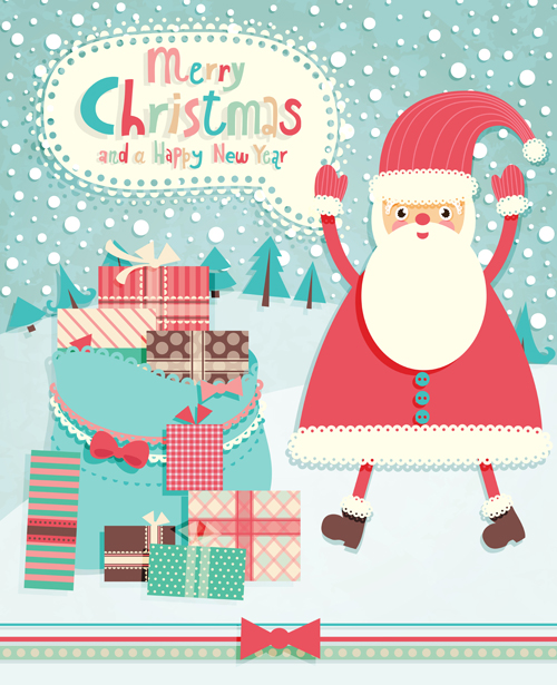 Set of Vintage Merry Christmas cards vector graphics 05  