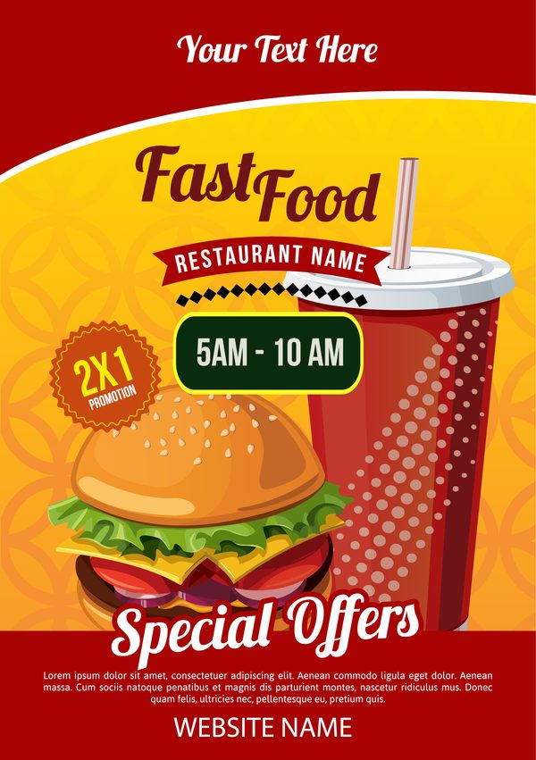 fast food poster template design vector  